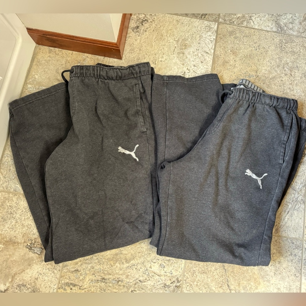 MENS 2 Pair XL Puma Gray Sweatpants - Picture 4 of 6